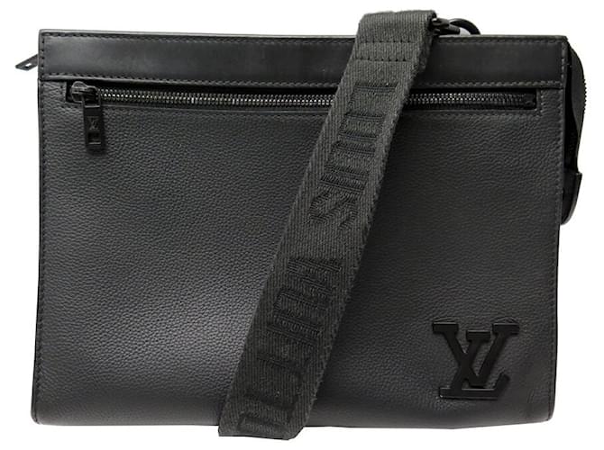 LV Replica Messenger Bag Aerogram Black PU Leather